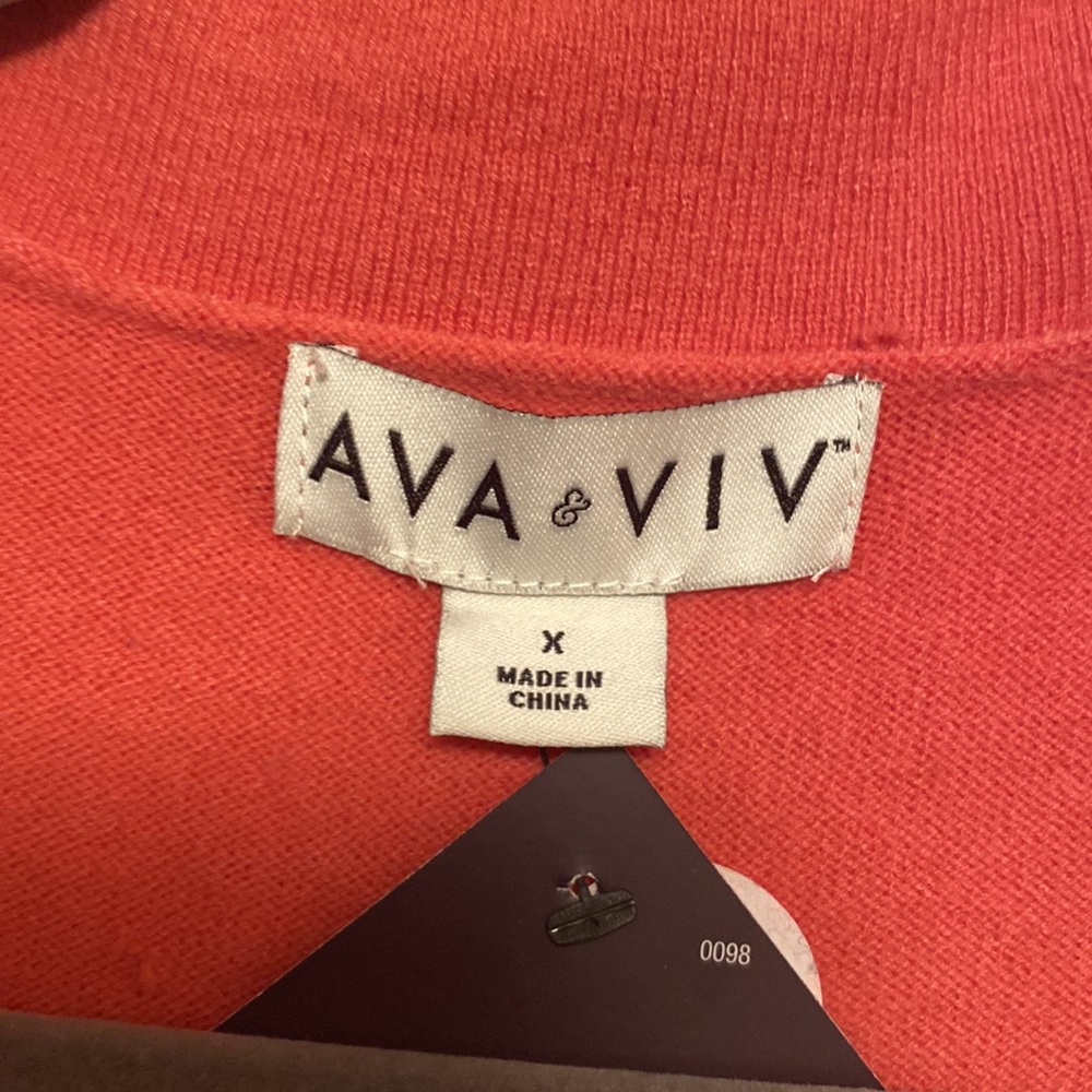 Brand New Ava & Viv Coral Long Sleeve Dress with Belt…size X (14W) - Picture 5 of 6